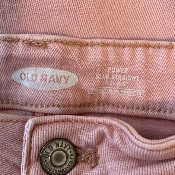 Old Navy Power Slim Straight highrise button fly pink jeans size 10 - Picture 3 of 4